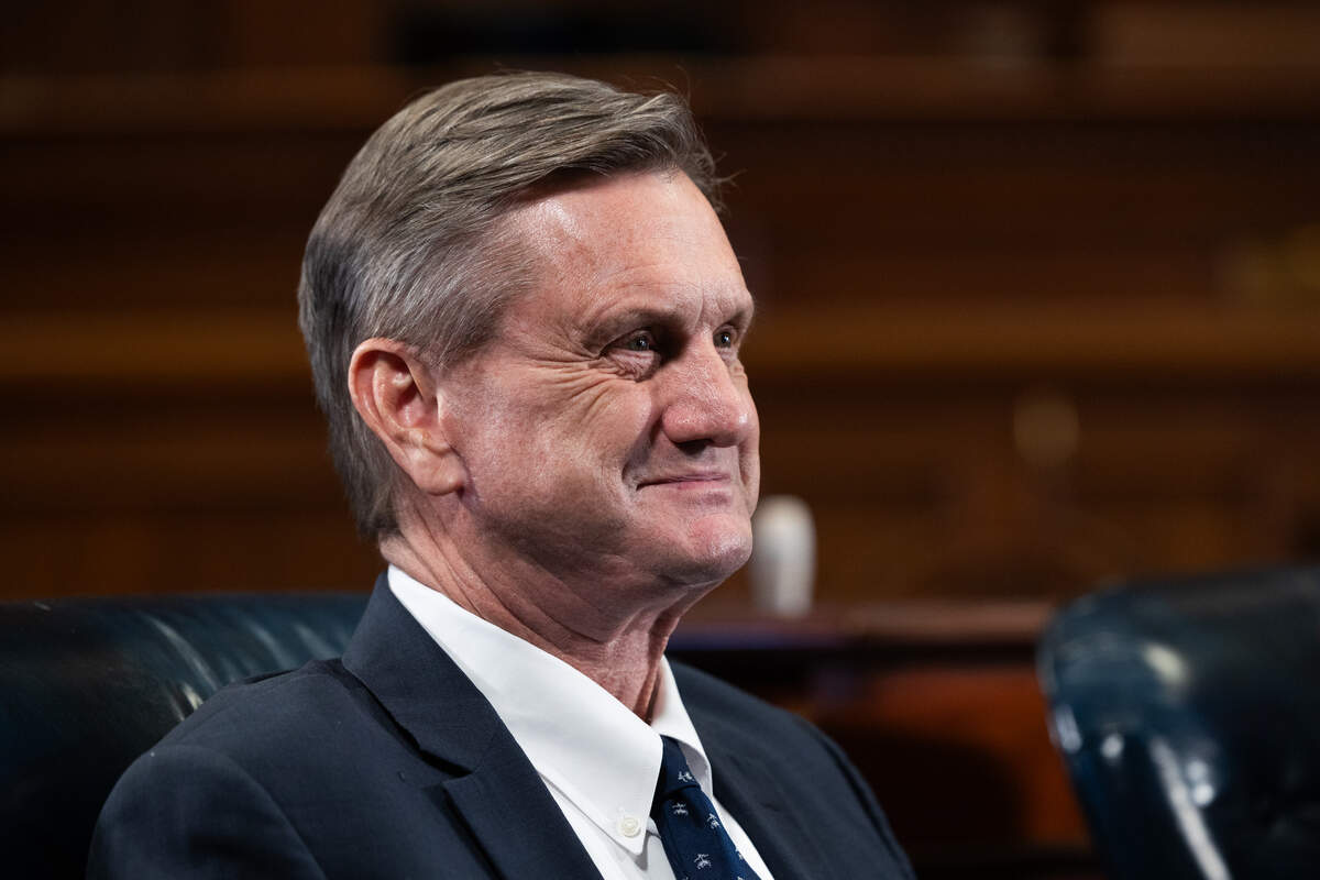 State Sen. Tom Davis, R-Beaufort, joins the state senate GOP leadership to speak with media in the senate chambers on Wednesday, January 7, 2026.