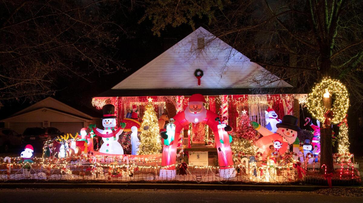 A light display featuring characters from popular Christmas movies on Blossom Street in Columbia, South Carolina on Wednesday, December 23, 2020.