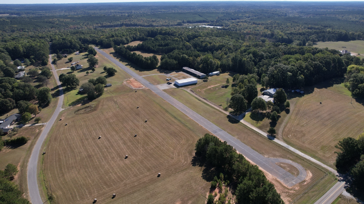 A private airport with a 2,240-foot asphalt runway on 40 acres for sale in Abbeville.