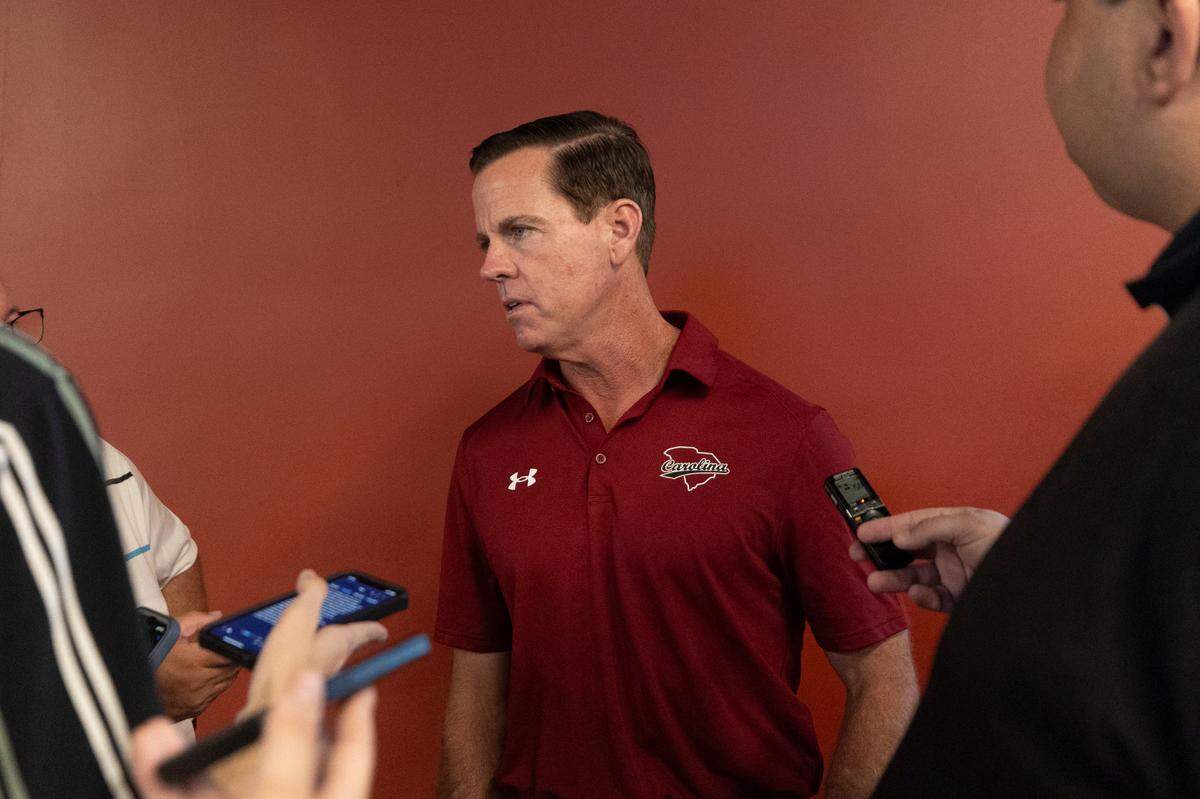 University of South Carolina’s new pitching coach Terry Rooney is interviewed by members of the media on Thursday, June 13, 2024.