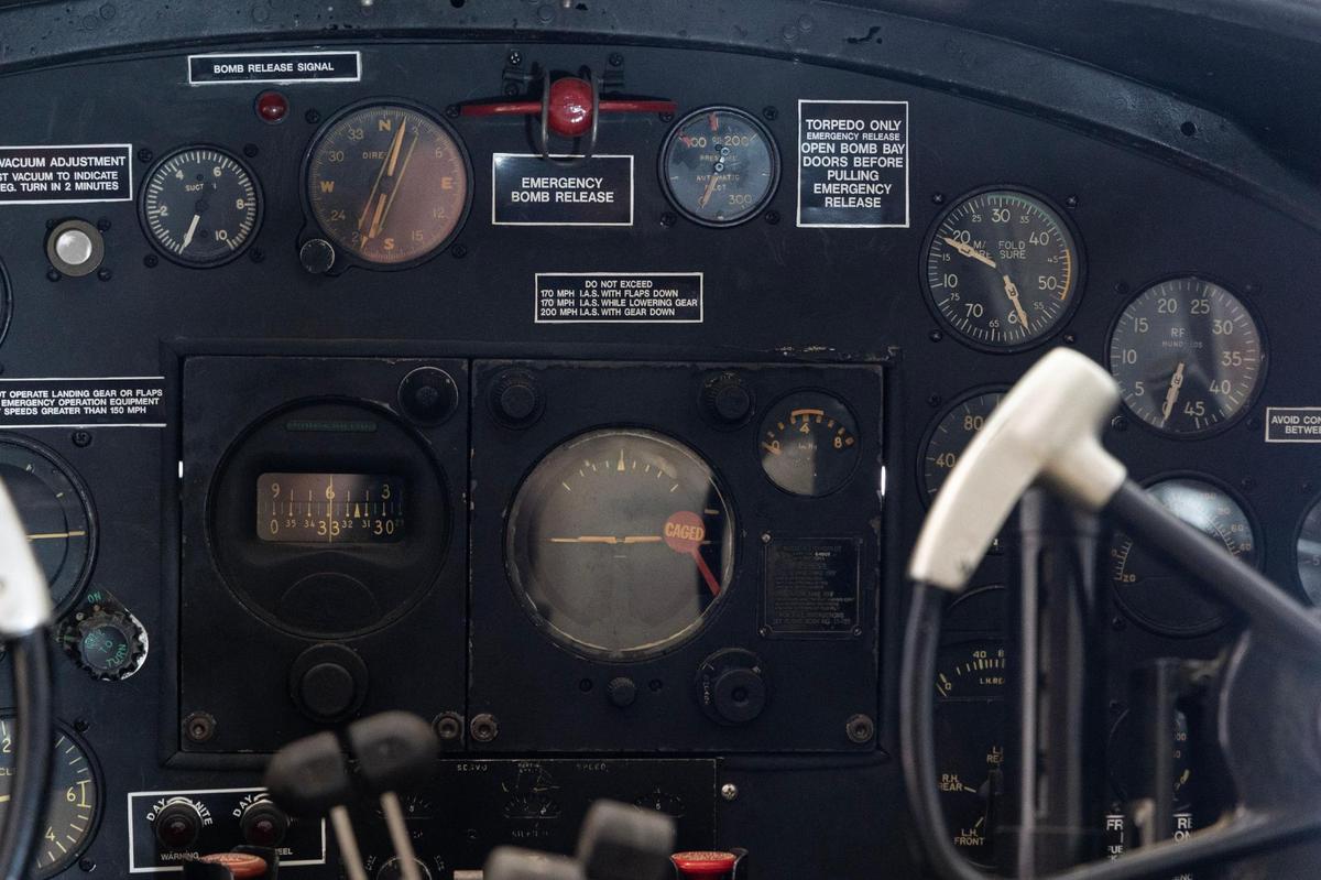 The instrument cluster of a restored B-25c at Owens Field Airport on Monday, August 7, 2023.