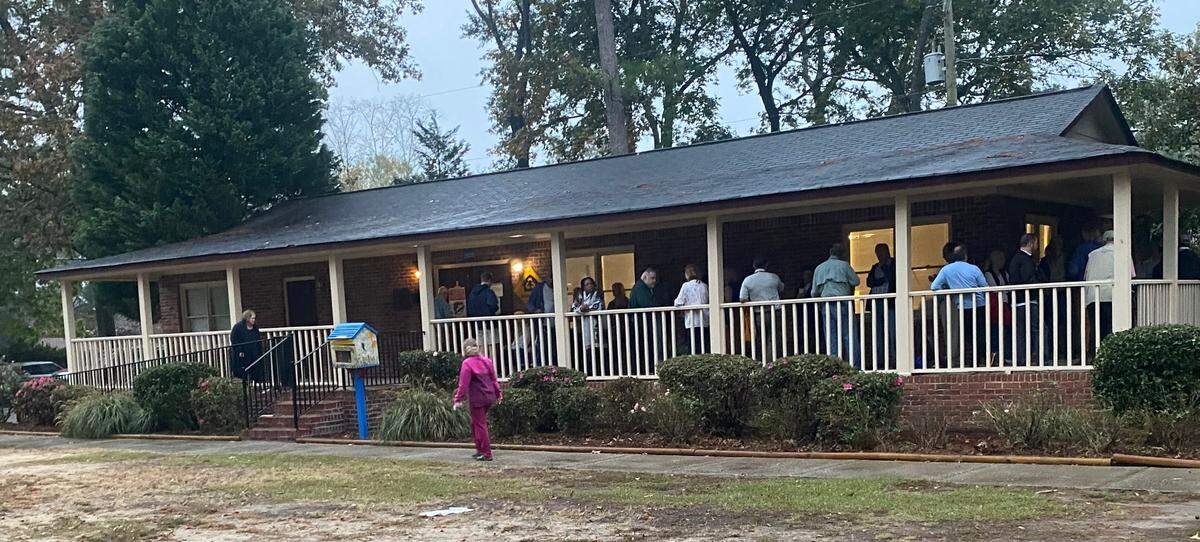 Residents line up to vote on Nov. 5, 2024 at Sims Park in Columbia, SC