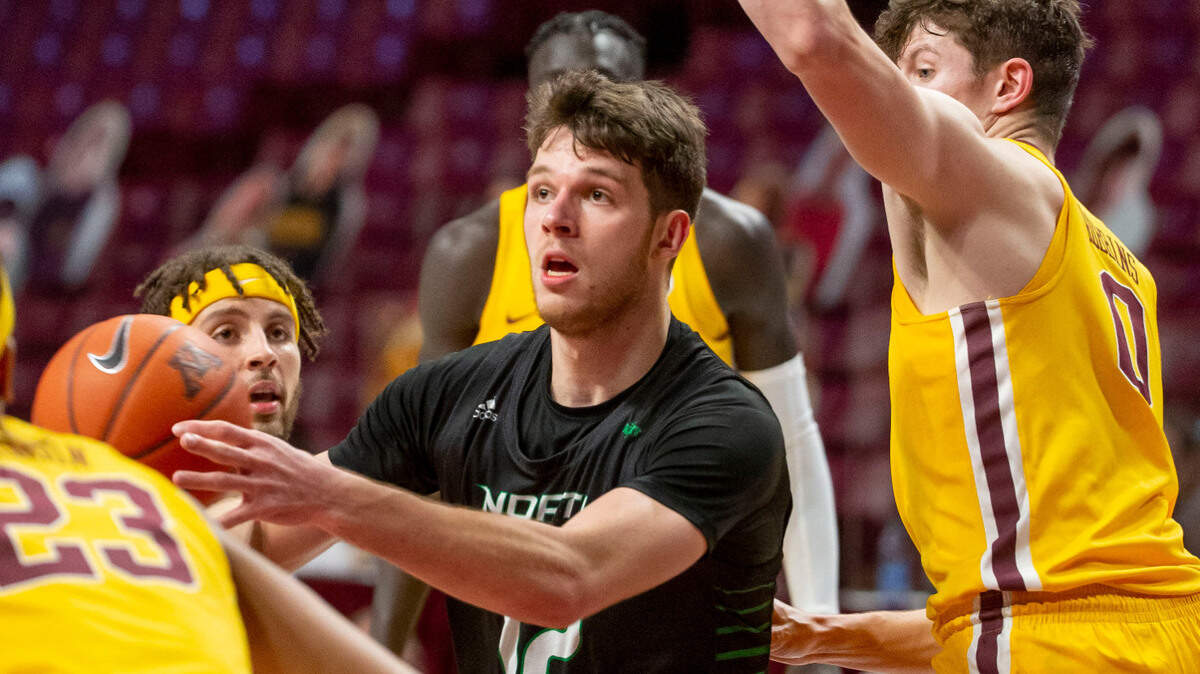 North Dakota forward Filip Rebraca (12)