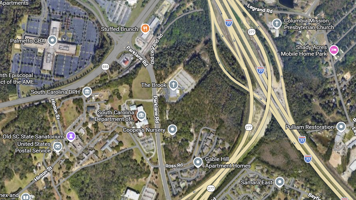 Map of Parklane Road and I-77 in Columbia, S.C.