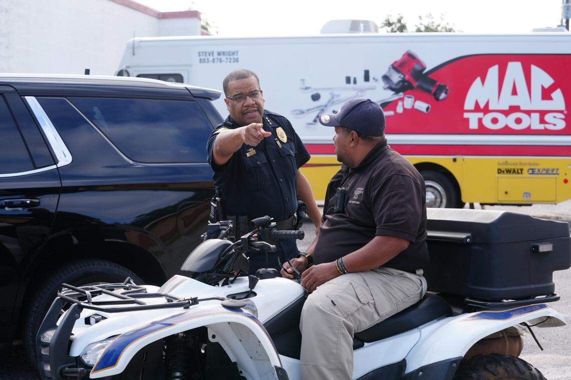 Members of the Columbia Police Department search for a missing woman.