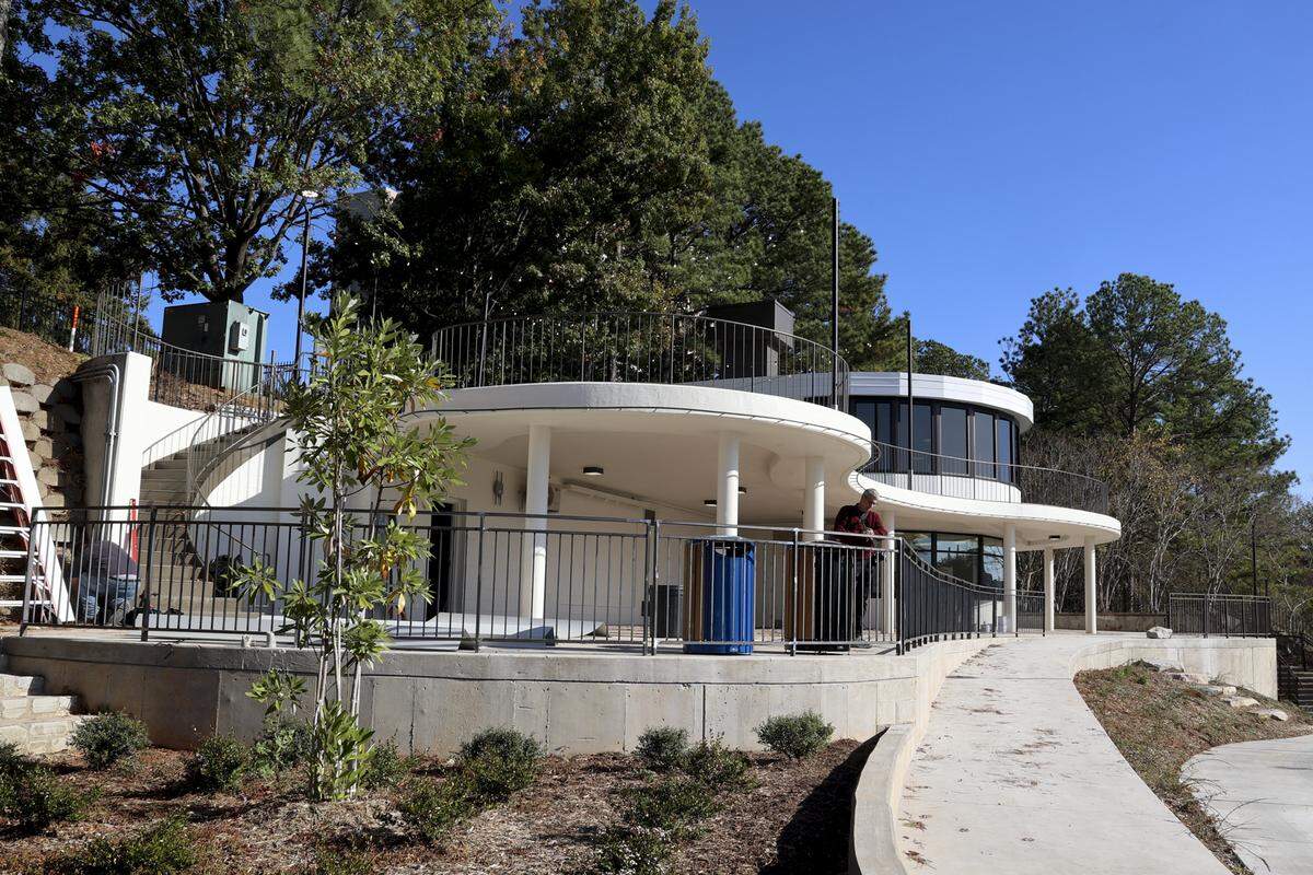 The circular building, called The Nest, contains rental space and a security and ranger station.