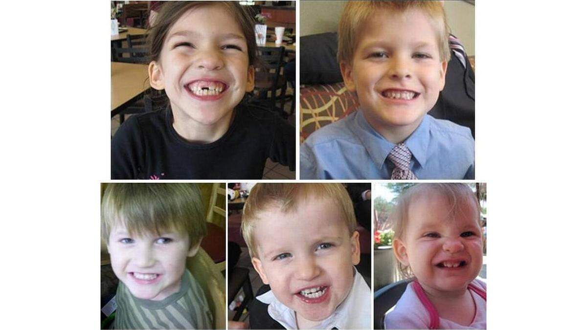 (From top left clockwise) Merah (8), Elias (7), Elaine Marie (1), Gabriel (2), Nahtahn (6) Jones.