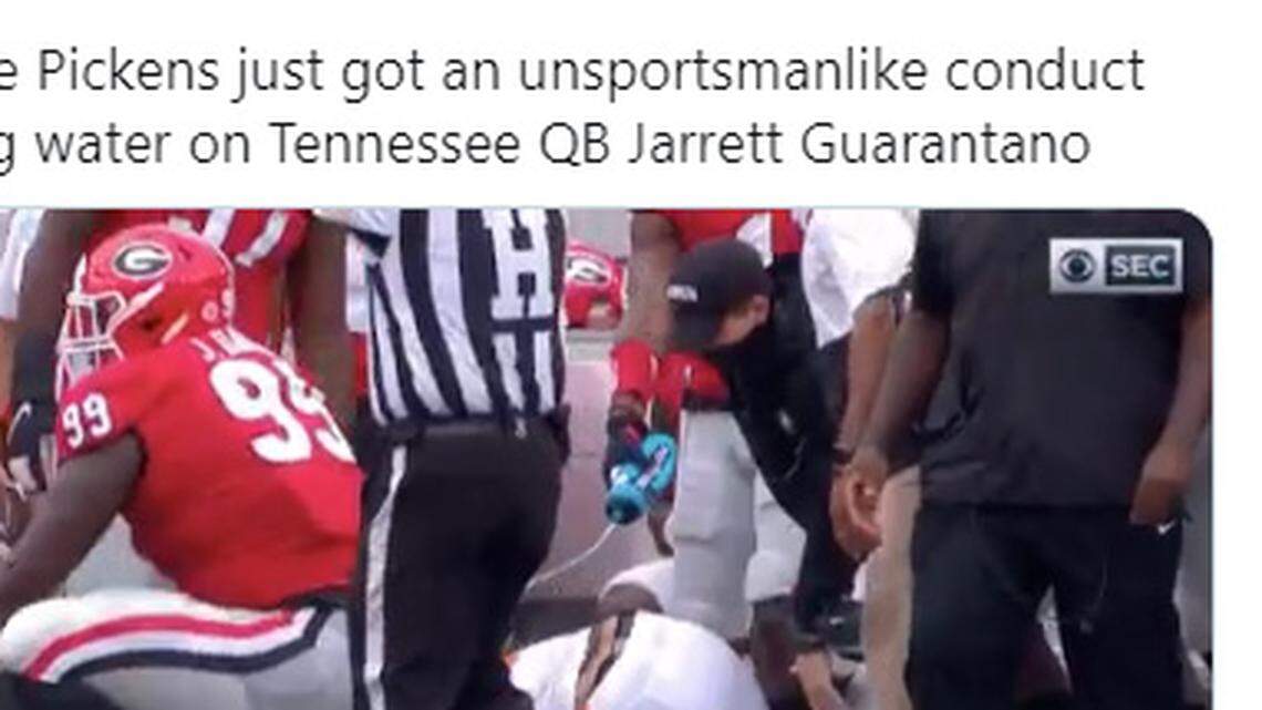 UGA receiver squirted water on Tennessee QB. Penalty leads to Vols touchdown