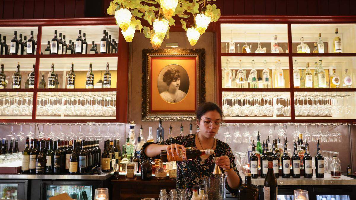 Caitlin Britt mixes a drink at the Lula Drake Wine Parlour in Columbia on Tuesday, March 26, 2024. The Lula Drake Wine Parlour is a semifinalist for a 2024 James Beard Award. 