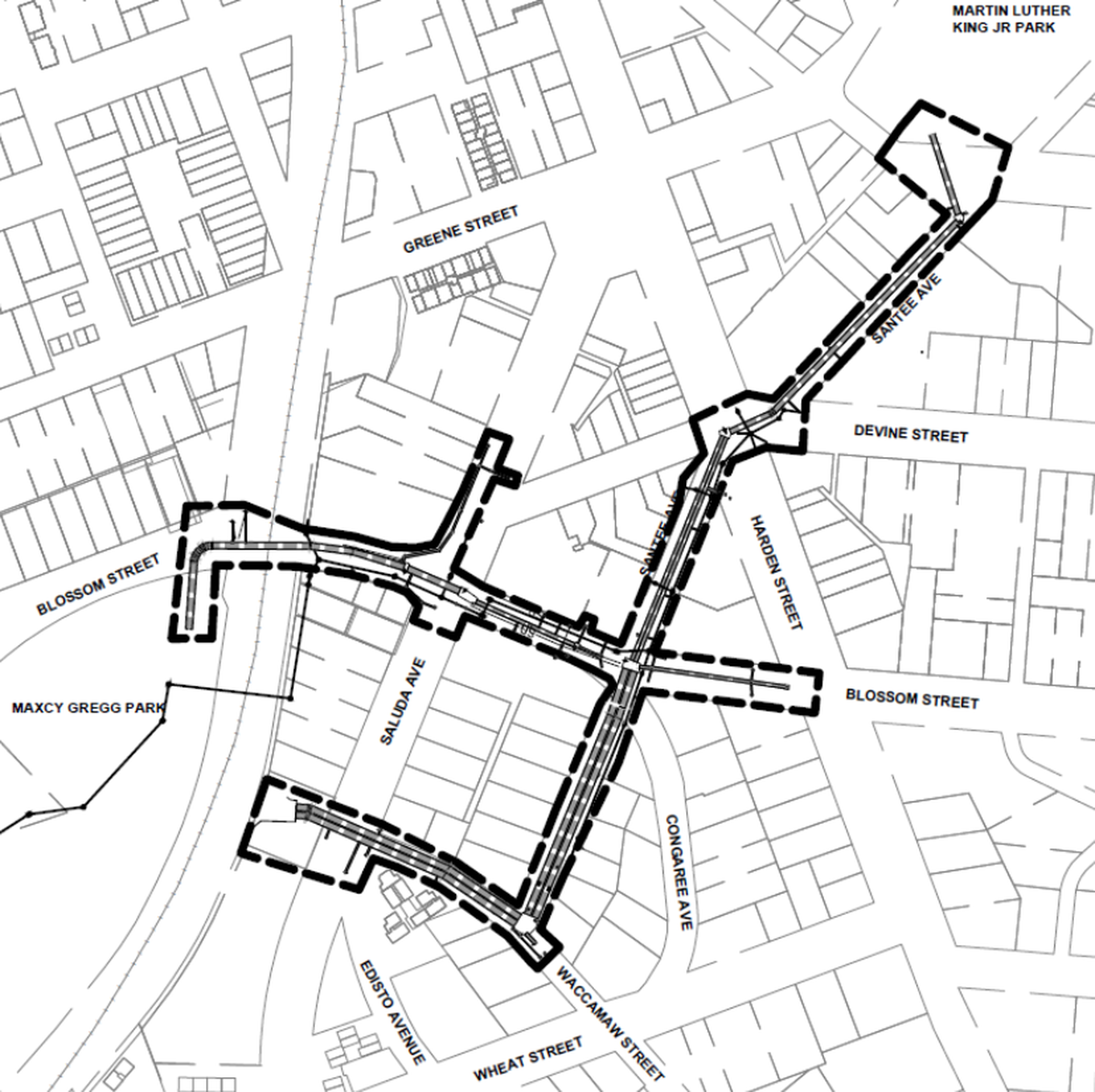 A proposed fix to persistent flooding in Columbia’s Five Points neighborhood would involve building tunnels under certain roadways to direct storm water to Maxcy Gregg Park. Work would also be done at the park to channel the stormwater slowly into Rocky Branch Creek.