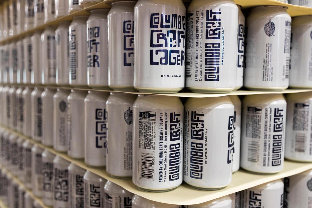 A pallet of Columbia Craft Lager at Columbia Craft Brewing on Thursday, April 16, 2020. The brewery is still selling beer at local grocery stores.
