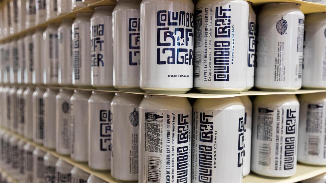 A pallet of Columbia Craft Lager at Columbia Craft Brewing on Thursday, April 16, 2020. The brewery is still selling beer at local grocery stores.