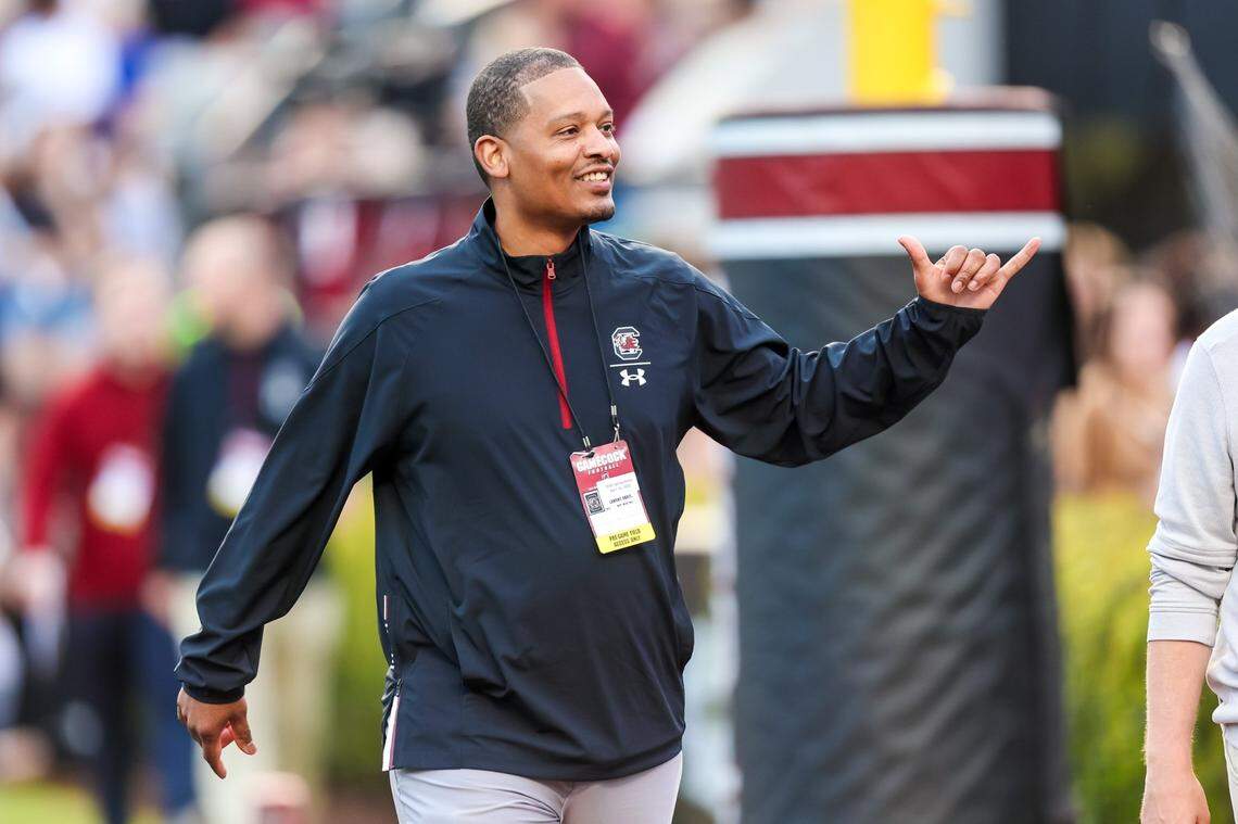 New South Carolina Gamecocks basketball coach Lamont Paris during the 2022 South Carolina Spring Game at Williams-Brice Stadium in Columbia, SC, April 16th, 2022.