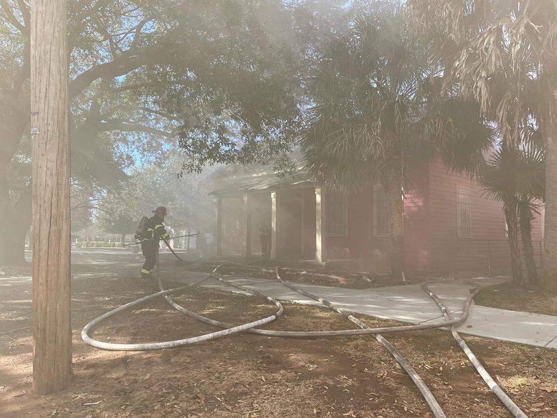 The Columbia Fire Department responds to a burning building.