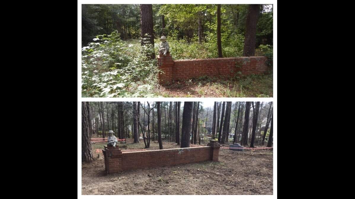 A before, top, and after look at Upper Pine Grove Cemetery in Irmo which was renovated after falling into disrepair.
