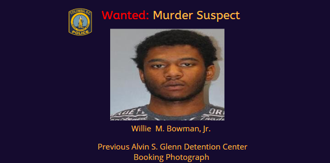 Columbia police said that Willie Manley Bowman, Jr, shot a man at a north Columbia apartment complex. Police are searching for him and asked for tips finding him.