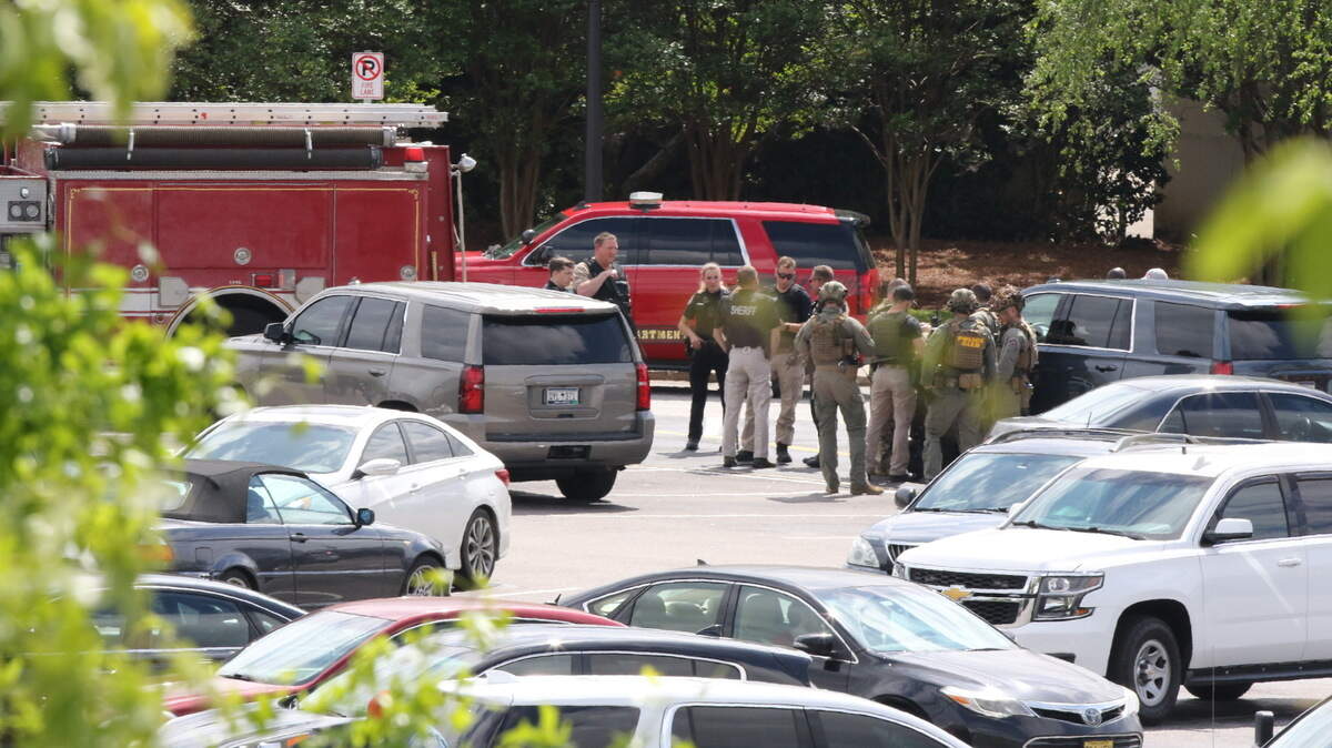 Scene outside Columbiana Centre mall in Columbia, S.C., where a shooting was reported Saturday, April 16, 2022.