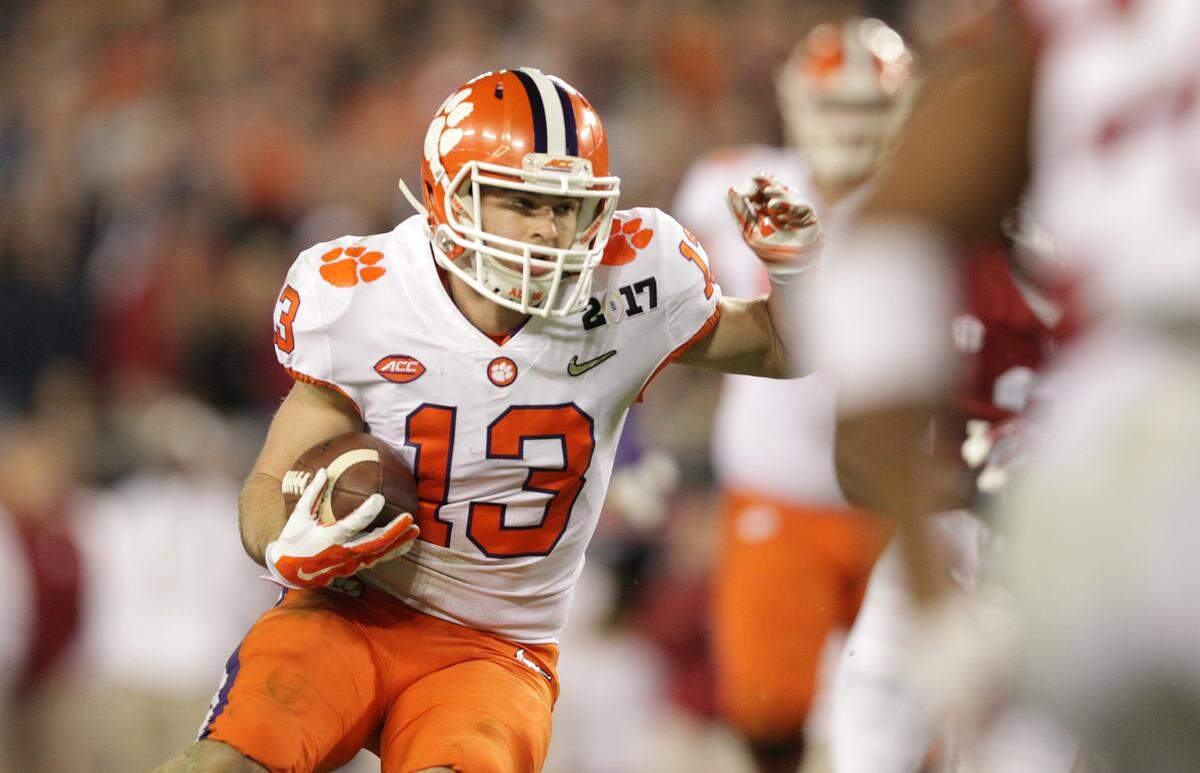 Hunter Renfrow won two national championships at Clemson and left the school in 2019 having set College Football Playoff records for career receptions (37) and receiving TDs (4).
