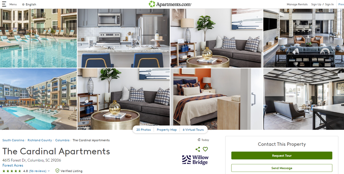 A listing for The Cardinal Apartments in Forest Acres on Apartments.com.