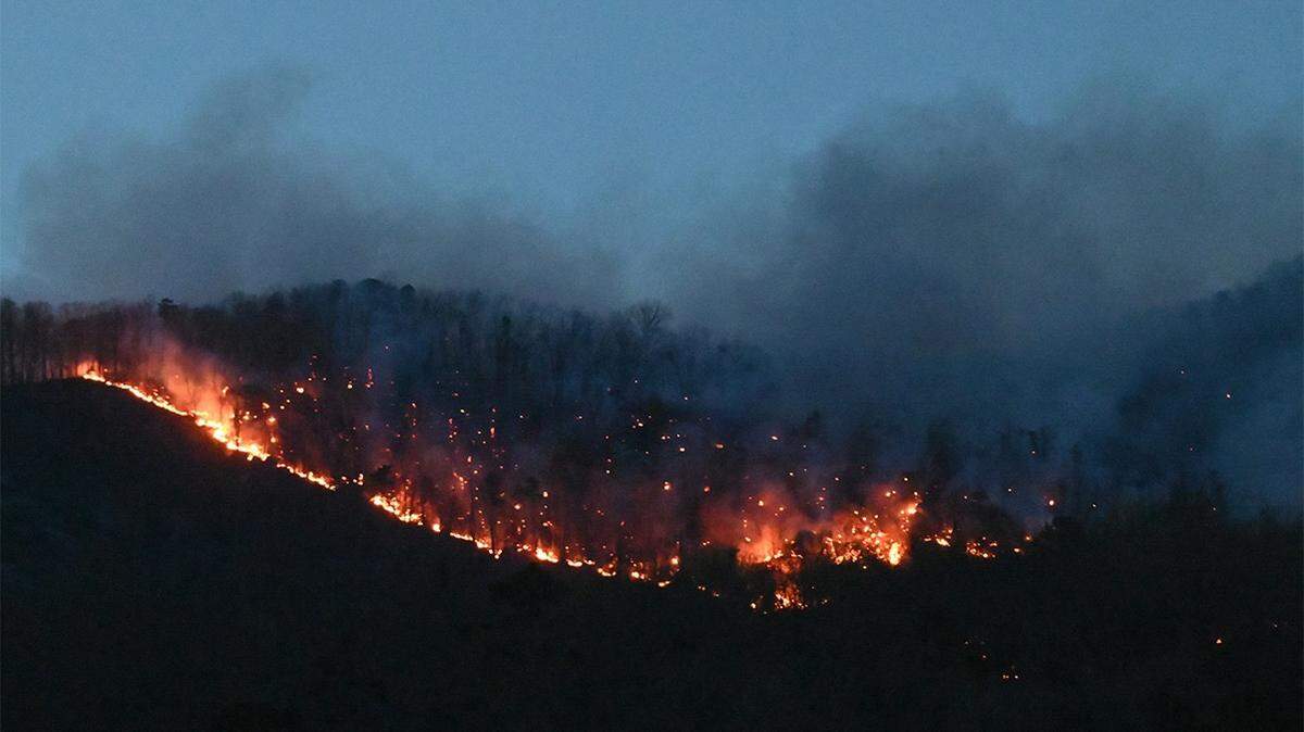 A view of Table Rock Fire in Pickens County, South Carolina on Thursday.