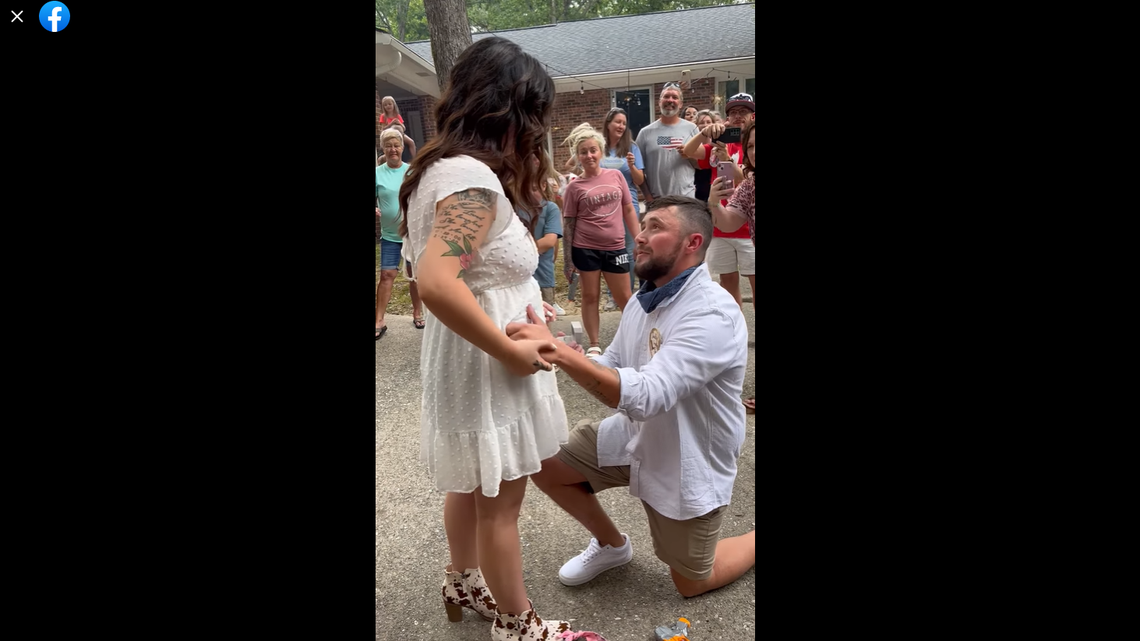 The pregnant South Carolina woman uncovered her eyes before the wedding proposal, according to moments captured on camera.