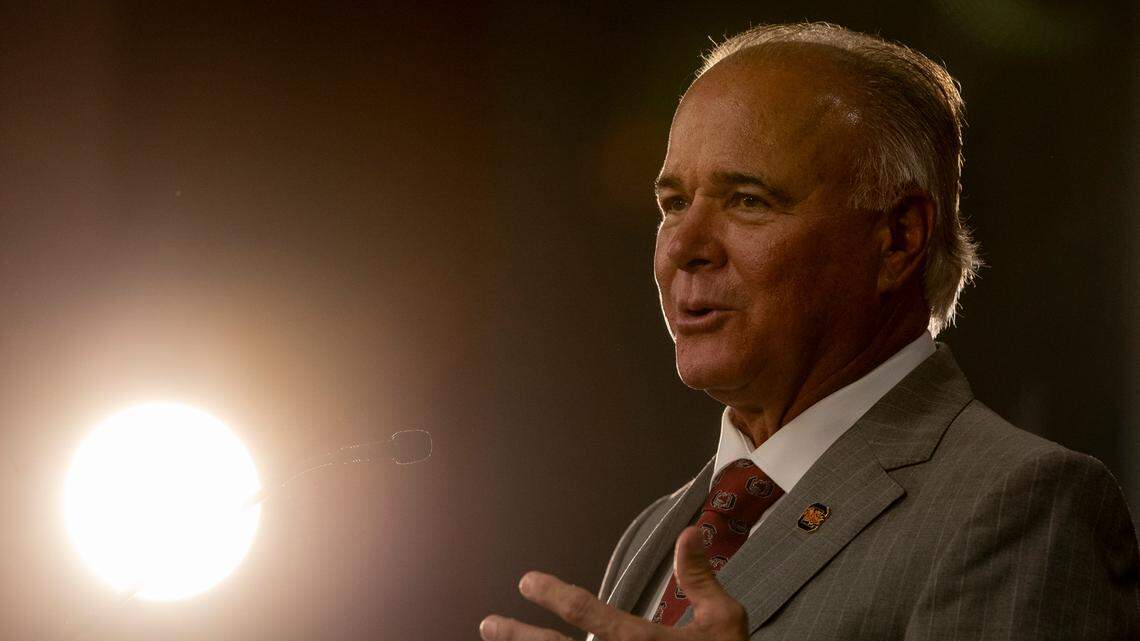 University of South Carolina’s new baseball coach, Paul Mainieri, speaks to members of the media on Thursday, June 13, 2024.