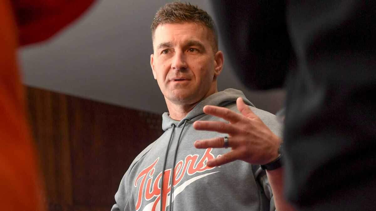 Clemson Baseball Head Coach Erik Bakich talks about the 2025 season in Clemson, S.C. Tuesday, February 11, 2025.