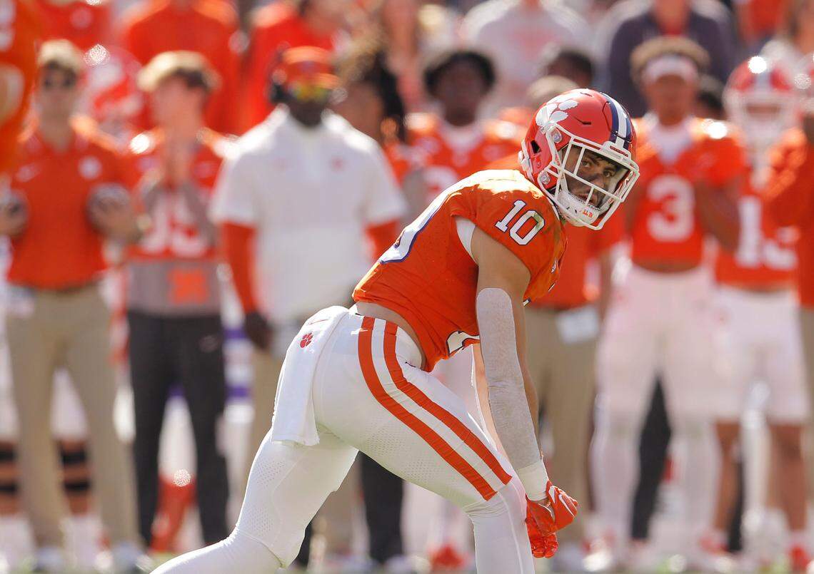 Clemson wide receiver Troy Stellato (10) is seen during the Notre Dame game in Clemson, S.C. on Saturday, Nov. 4, 2023. (Travis Bell/SIDELINE CAROLINA)
