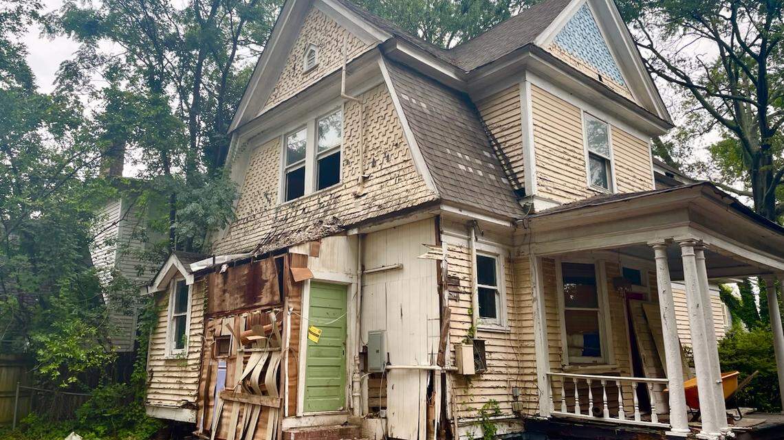 Residents of Columbia’s Elmwood Park neighborhood have filed a lawsuit against the investment group that owns a historic house on Lincoln Street, which has fallen into severe disrepair and, neighbors say, has become a dangerous nuisance. The rear side of the house is seen on Thursday, June 8, 2023.