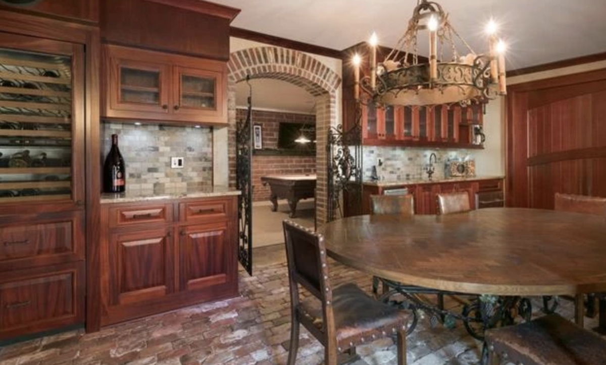 The wine cellar was once a garage.