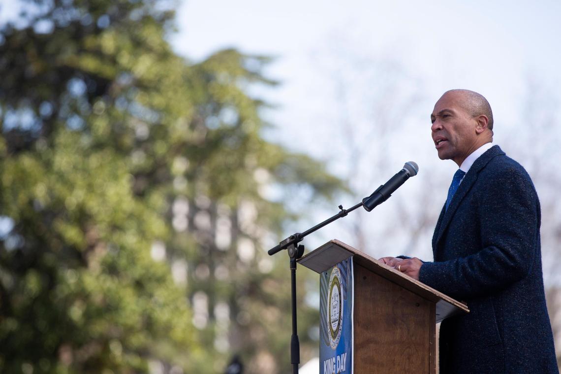 Former Massachusetts Governor Deval Patrick speaks at King Day at the Dome on Monday, January 20, 2020.