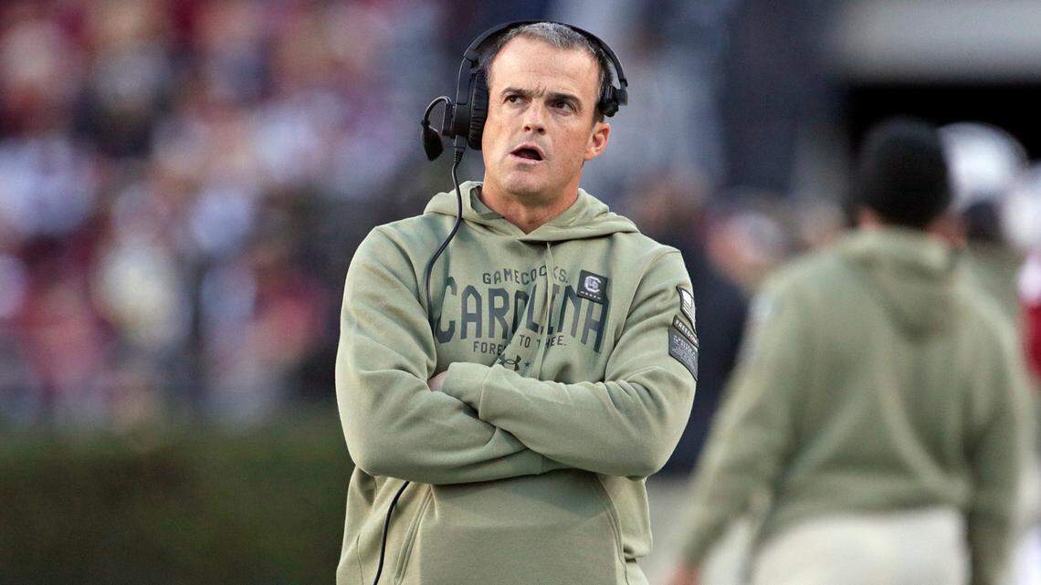 South Carolina’s Shane Beamer during Saturday’s game against Wofford at Williams-Brice Stadium.