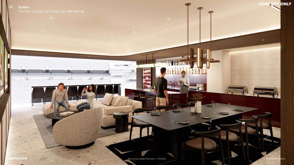 A look at the vision for the future founders club 50-yard-line suite at Williams-Brice Stadium.