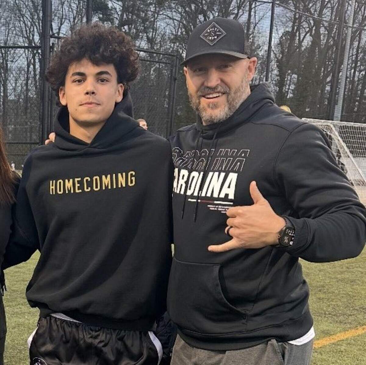 Dutch Fork receiver Stone Furrey, and his father South Carolina offensive coordinator Mike Furrey