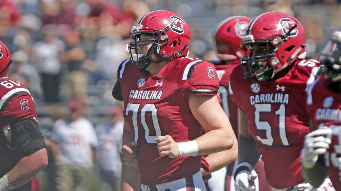 South Carolina football offensive lineman Hank Manos