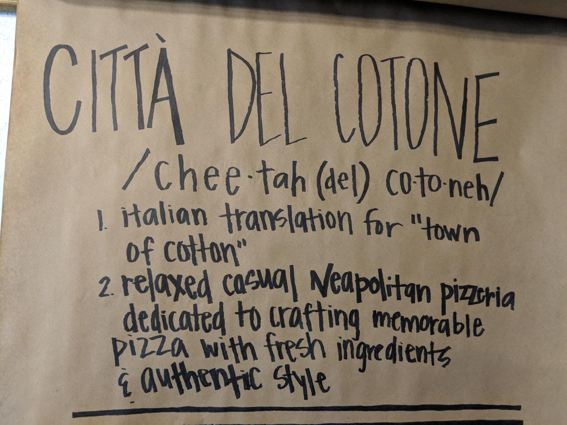 Citta Del Cotone pizzeria in Cottontown serves authentic Neopolitan pies