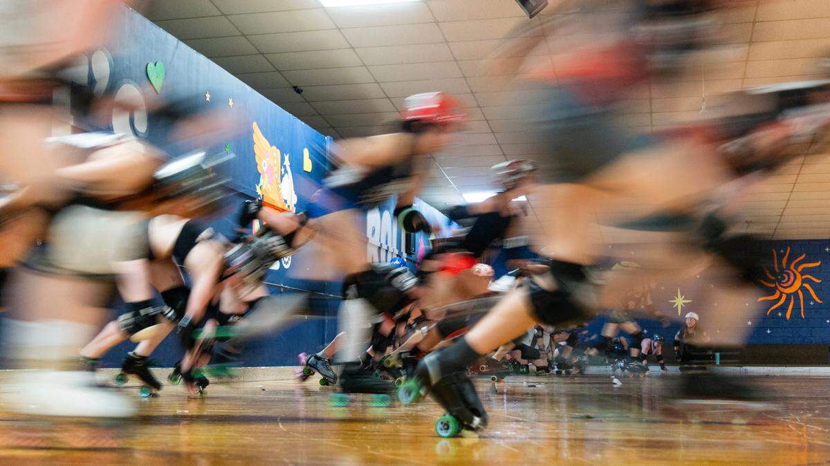 Columbia Roller Derby holds practice at Skate and Sport Station in Lexington, South Carolina on Sunday, January 19, 2025.