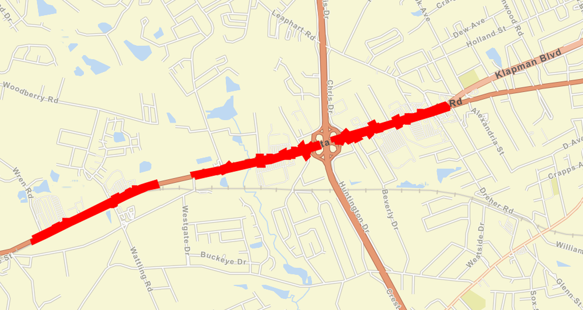The area of Augusta Road/U.S. 1 where the S.C. Department of Transportation is installing concrete medians.