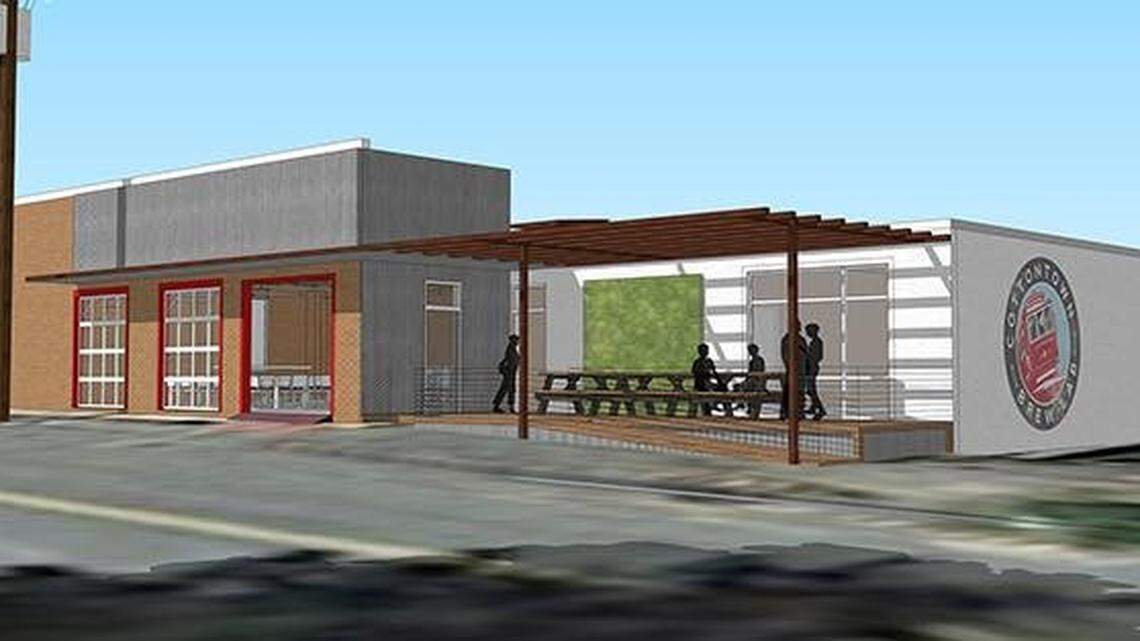 Rendering for additions submitted to City Plannning Commission by CottonTown Brew Lab.
