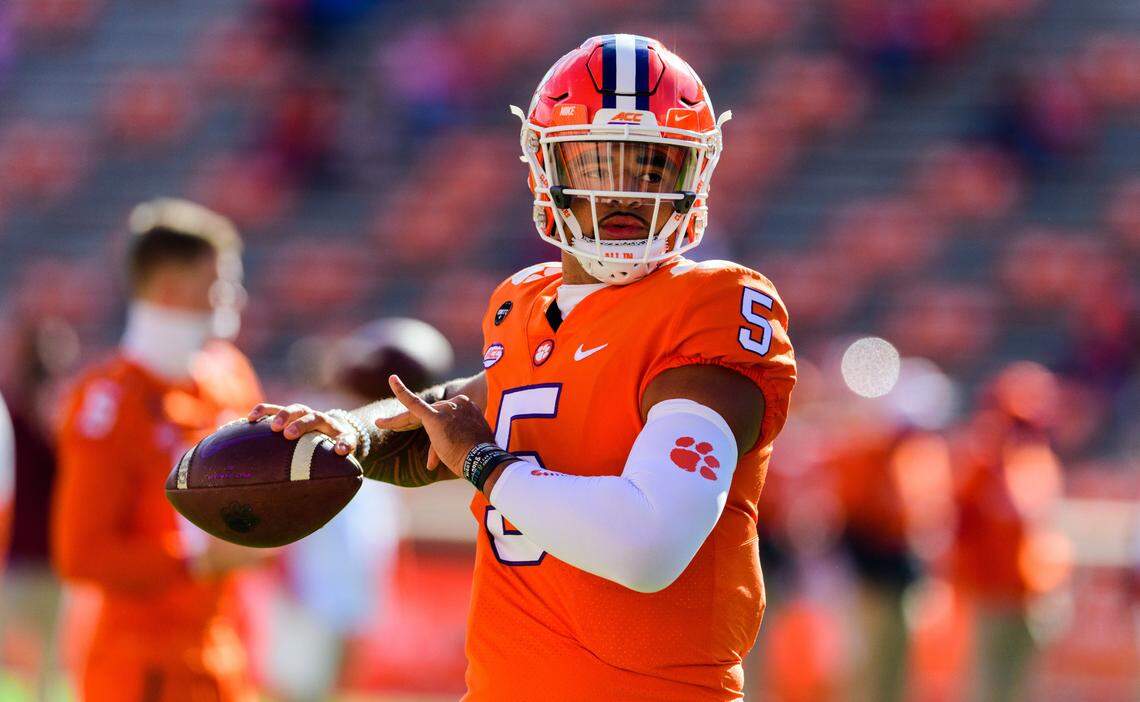 Clemson quarterback D.J. Uiagalelei starts his second straight game at Notre Dame Saturday in place of Trevor Lawrence, who is sidelined with COVID-19.