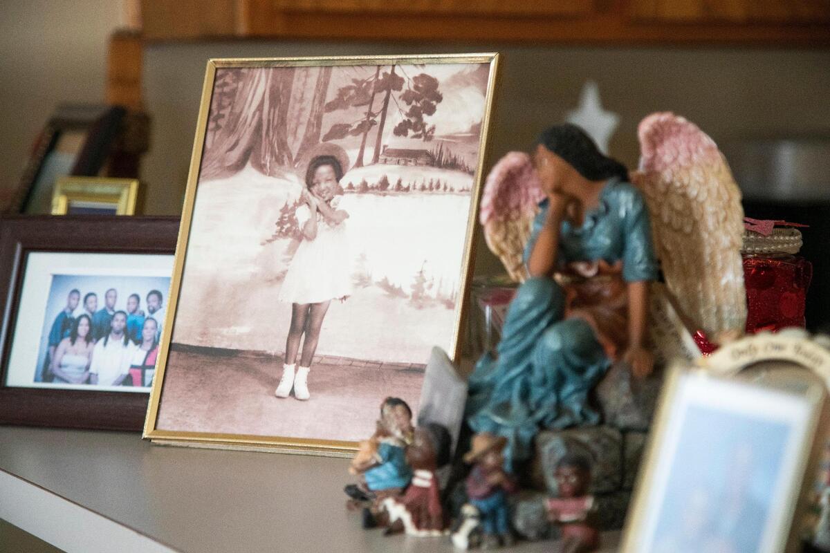 Decorations at Louise Mayes’s apartment at AHEPA Senior Apartments on Wednesday, February 10, 2021. Because of the coronavirus pandemic, Mayes has not felt comfortable having visitors, but because of the vaccine she feels safe inviting in a physical therapist.
