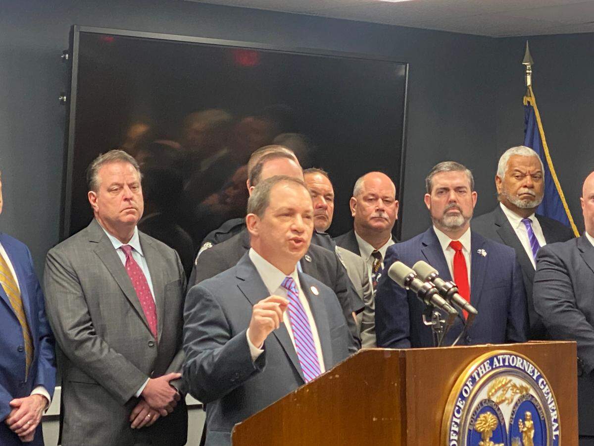 South Carolina’s 1st Circuit Solicitor David Pascoe speaks to reporters in Columbia on Monday, March 27, 2023.