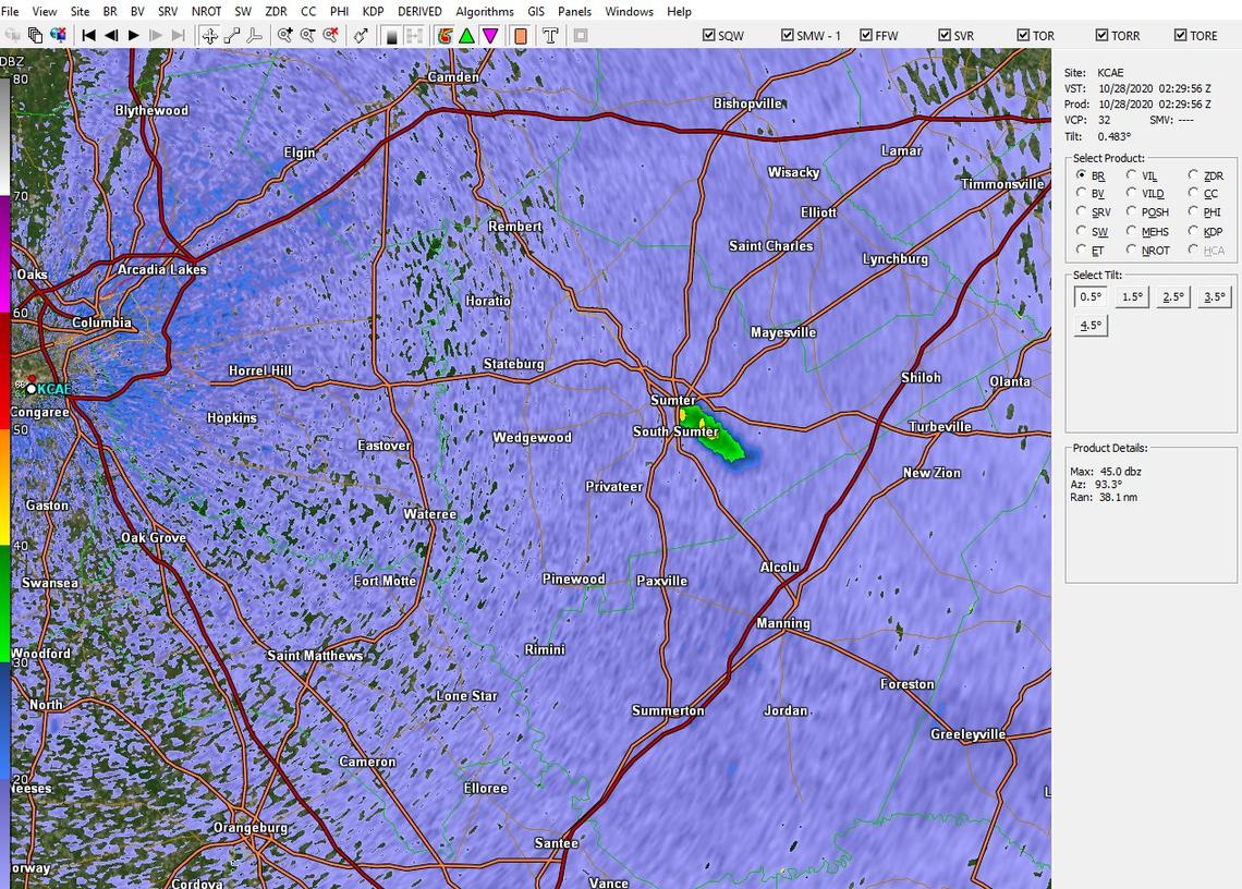 A fire in Sumter was seen on satellite images.