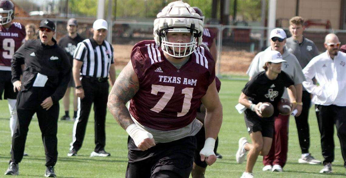 Texas A&M offensive lineman Chase Bisontis