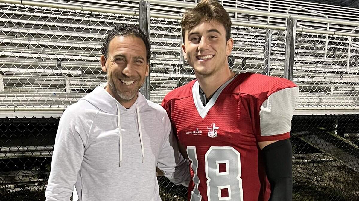 Daniel Lester (right) has been mentored by former NFL kicker Martín Gramática (left) over the past two years. Lester committed to South Carolina as a preferred walk-on on Sunday.