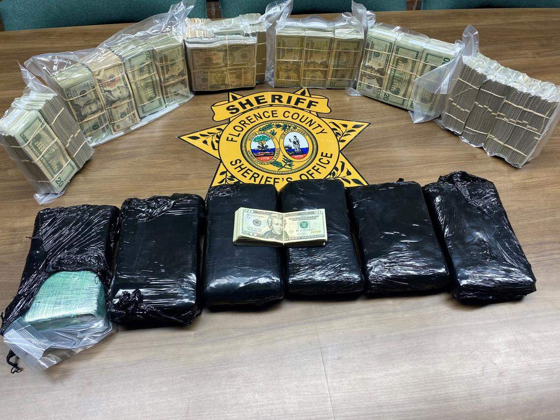 Drugs and money were confiscated during a traffic stop.