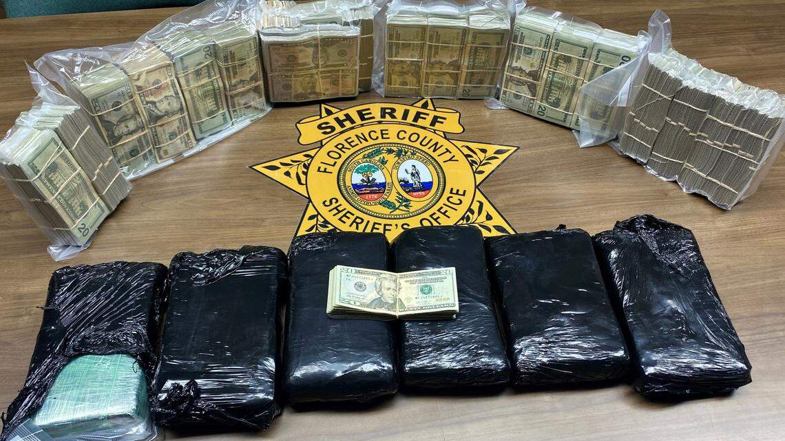 Drugs and money were confiscated during a traffic stop.