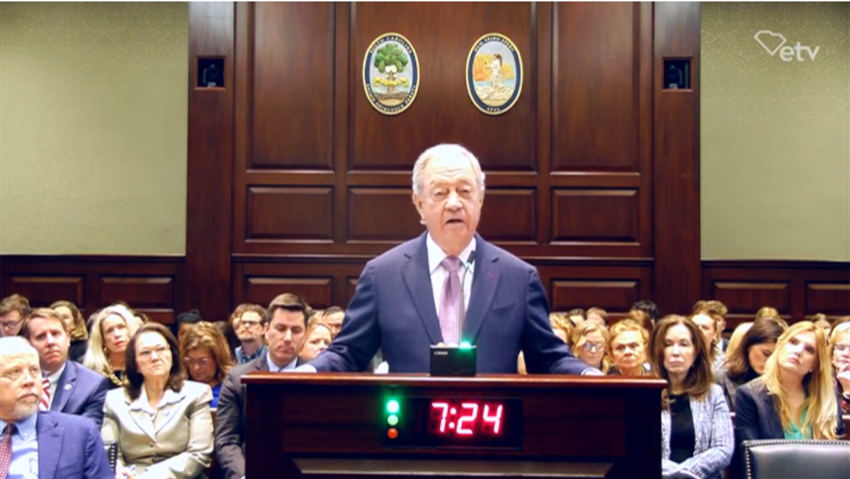 Dick Harpootlian, attorney for Alex Murdaugh, argues at the S.C. Supreme Court on Feb. 11, 2026.