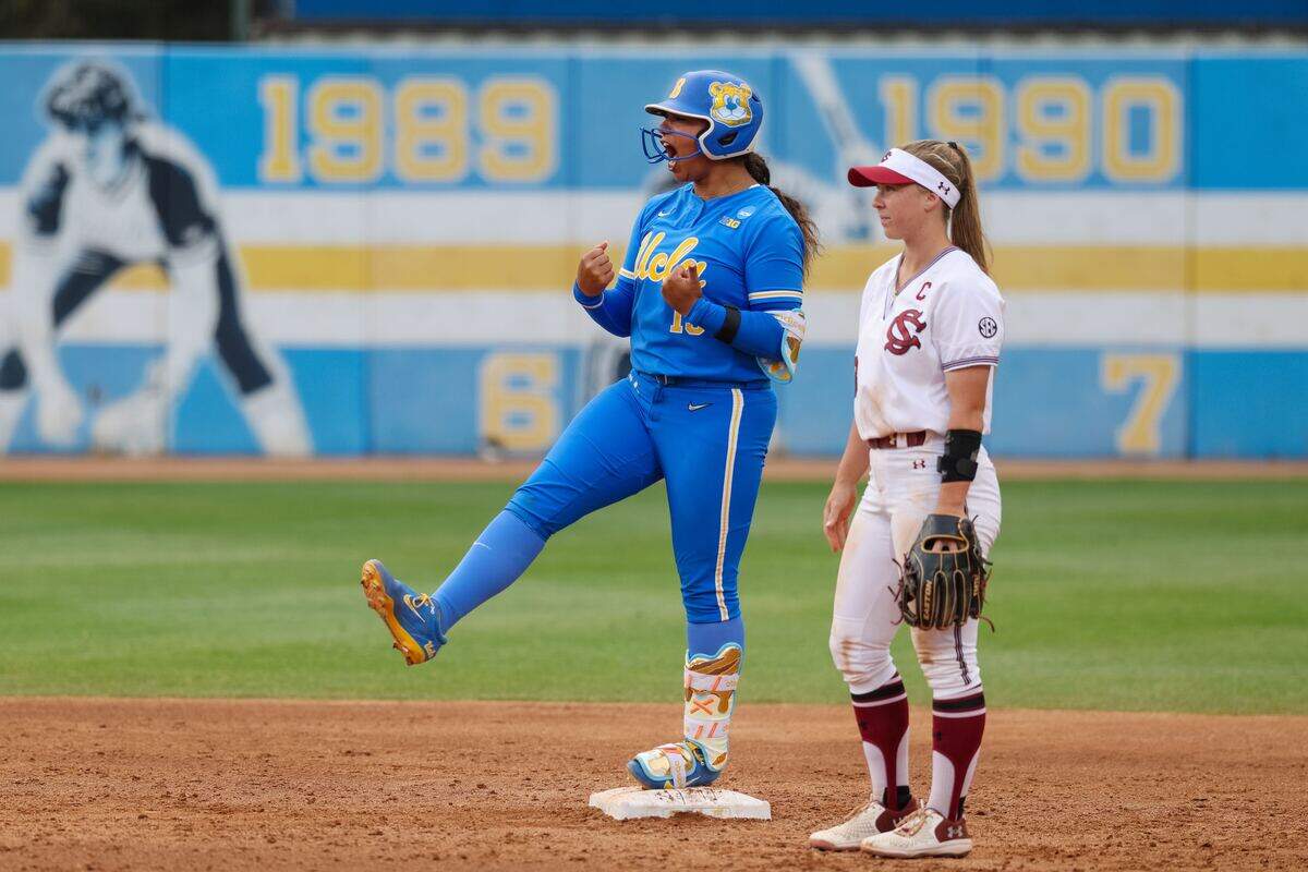 UCLA softball defeated South Carolina 15-1 on Sunday, March 17, 2026 in the NCAA softball tournament.