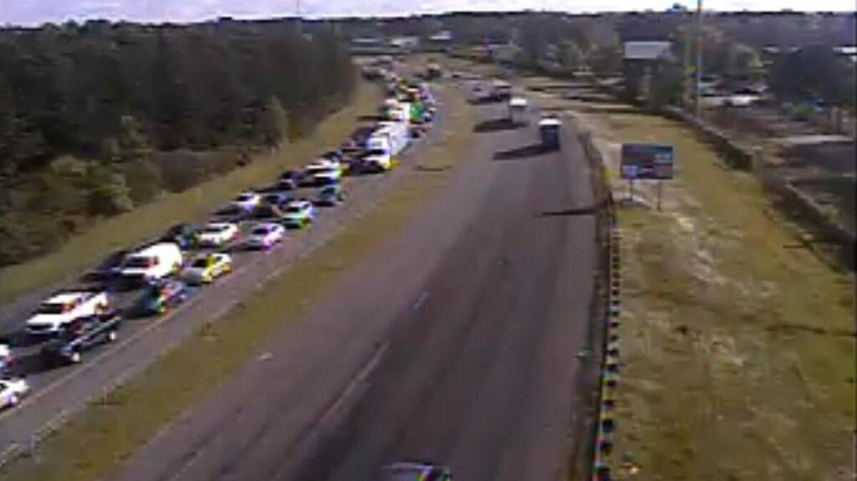 Traffic on I-77 near mile marker 6 as of 9:30 a.m. Thursday.